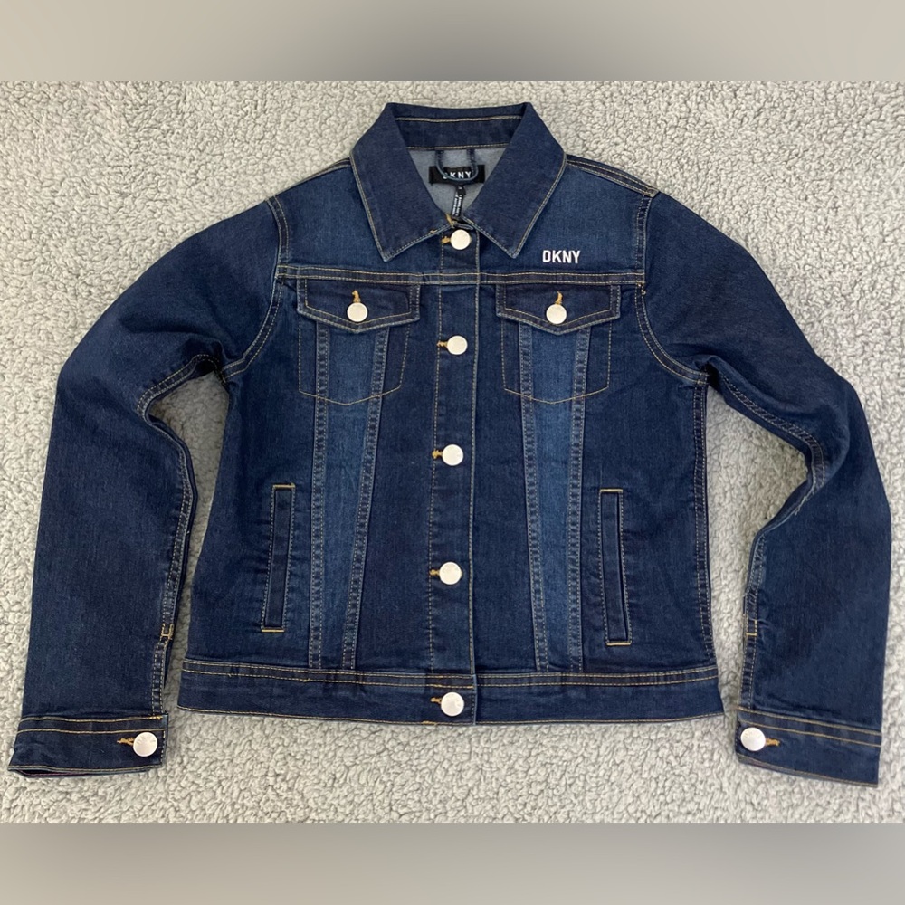 DKNY Denim Blue Jean Jacket Size L Juniors New
